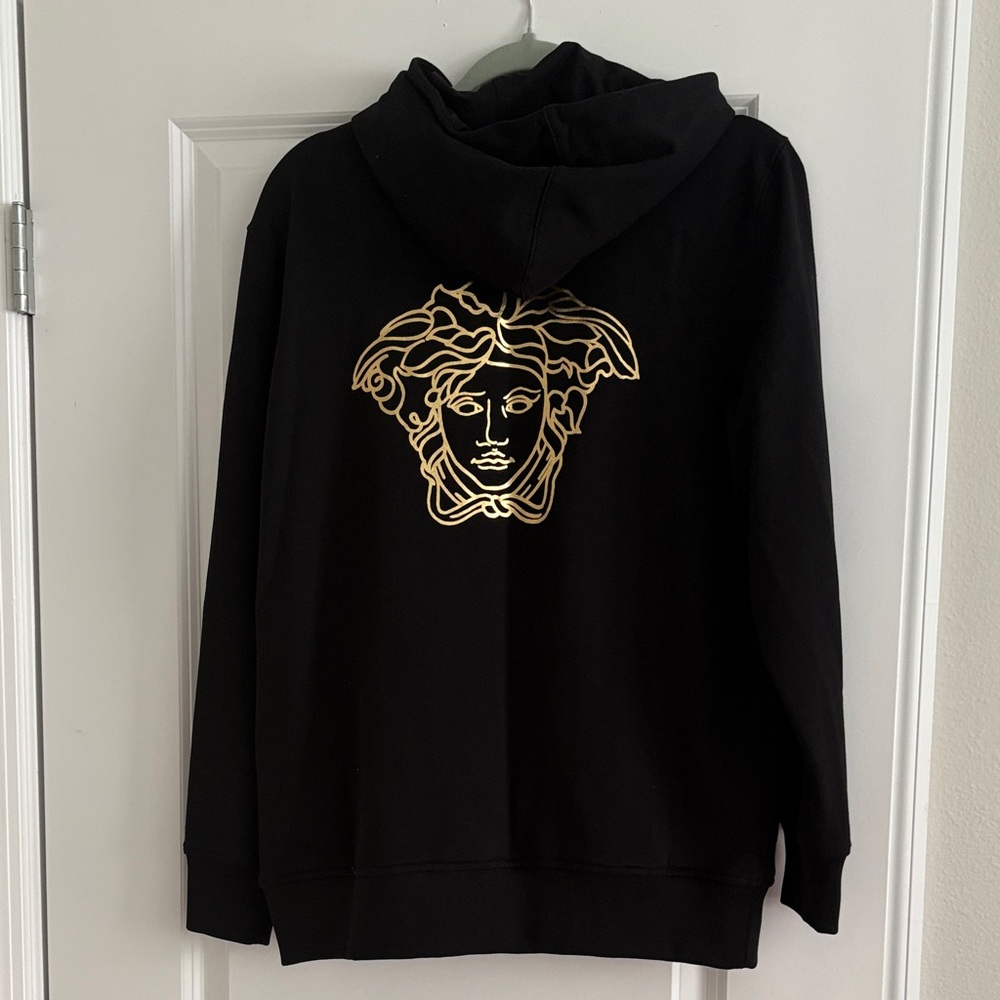 Black Hoodie with Gold Zipper